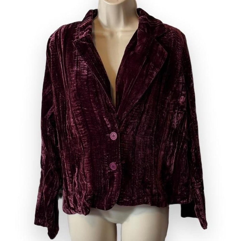 Vintage 90s Espressa Plum Crushed Velvet Jacket, Women's Size 2XL